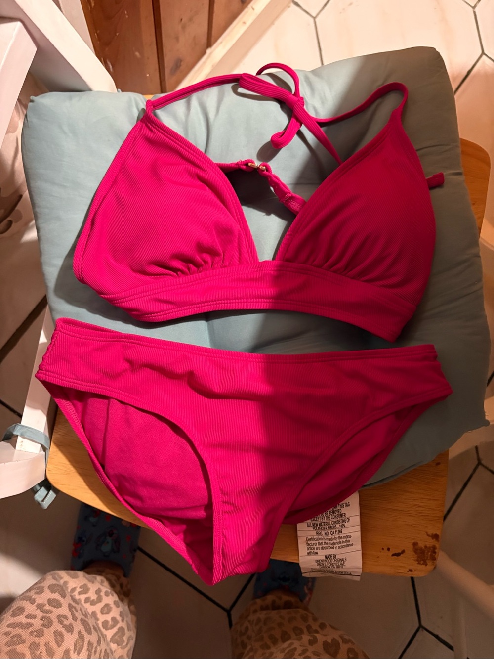 Shade & Shore Hot Pink Ribbed Bikini Set